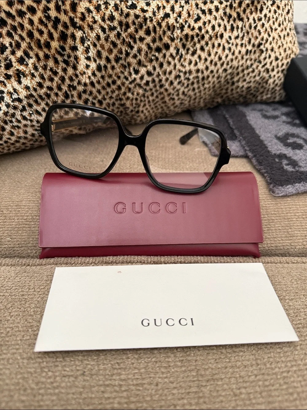 Gucci Women’s Black Sunglasses with Burgundy Case